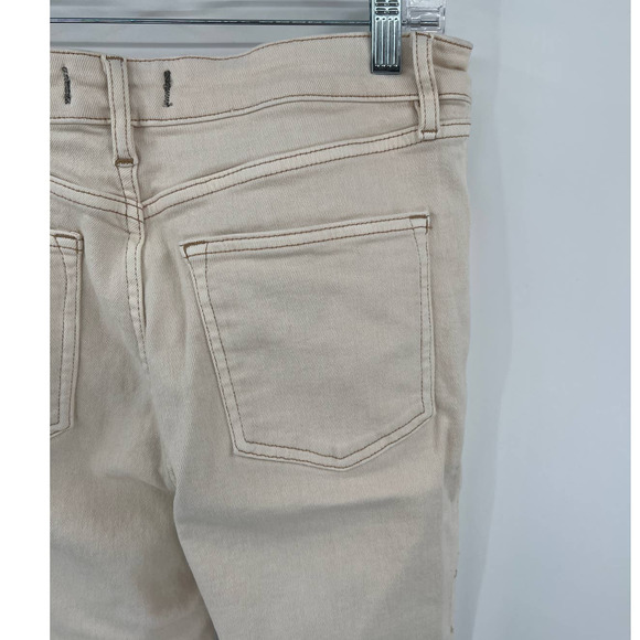 We the Free Free People Cream stretch raw hem high rise cropped jeans size 32 - Picture 5 of 5